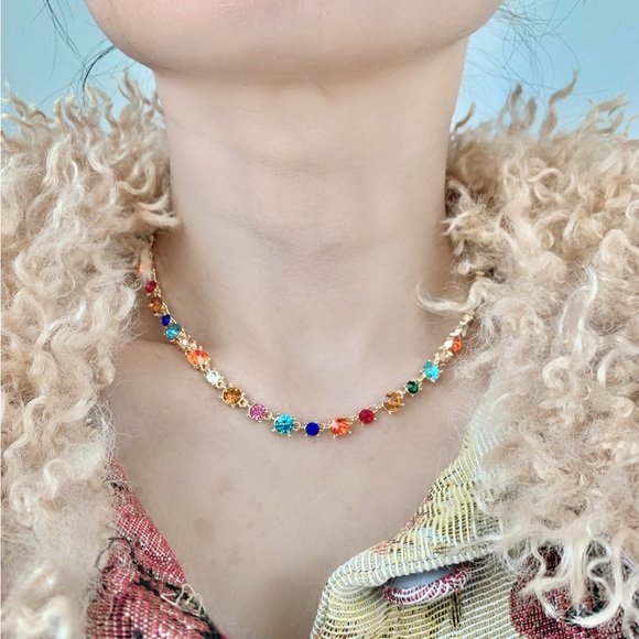 LUCKY RHINESTONES STATEMENT NECKLACE - MULTICOLOR - Picture 4 of 5